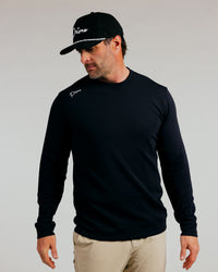 Black Cursive Golf Crew Neck