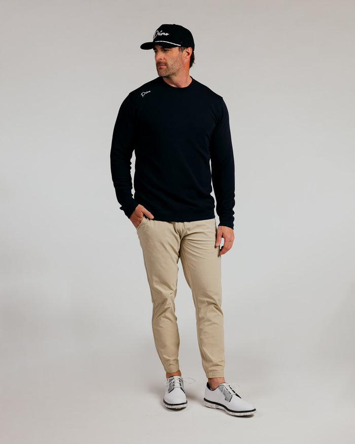 Black Cursive Golf Crew Neck