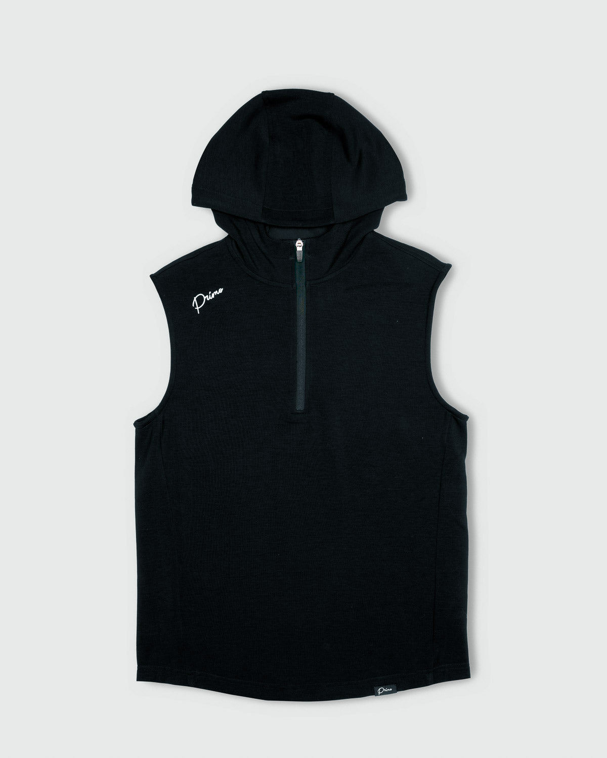 Black Hooded Quarter Zip Vest
