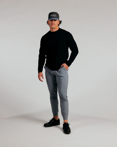 Black Waffle Crew Neck