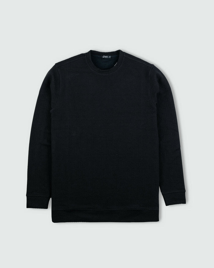 Black Waffle Crew Neck