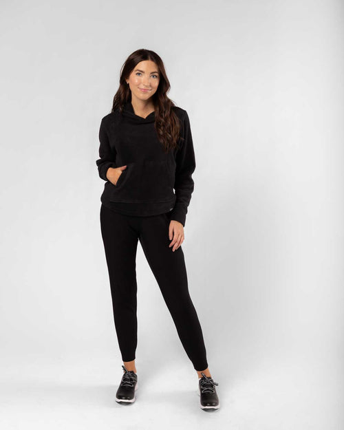 Women's Black Polar Fleece Hoodie