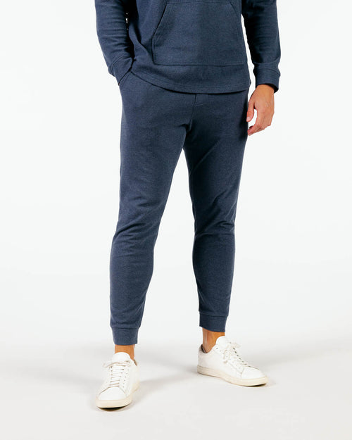 Blue Gray Brushed Rib Knit Jogger