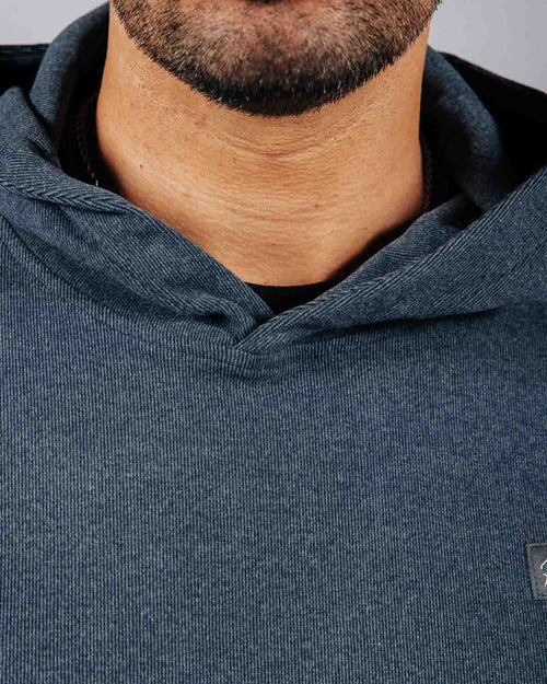 Blue Gray Brushed Rib Knit Hoodie