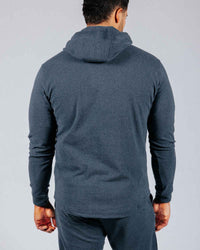 Blue Gray Brushed Rib Knit Hoodie
