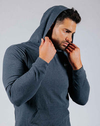 Blue Gray Brushed Rib Knit Hoodie