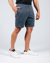 Blue Gray Brushed Rib Knit Shorts