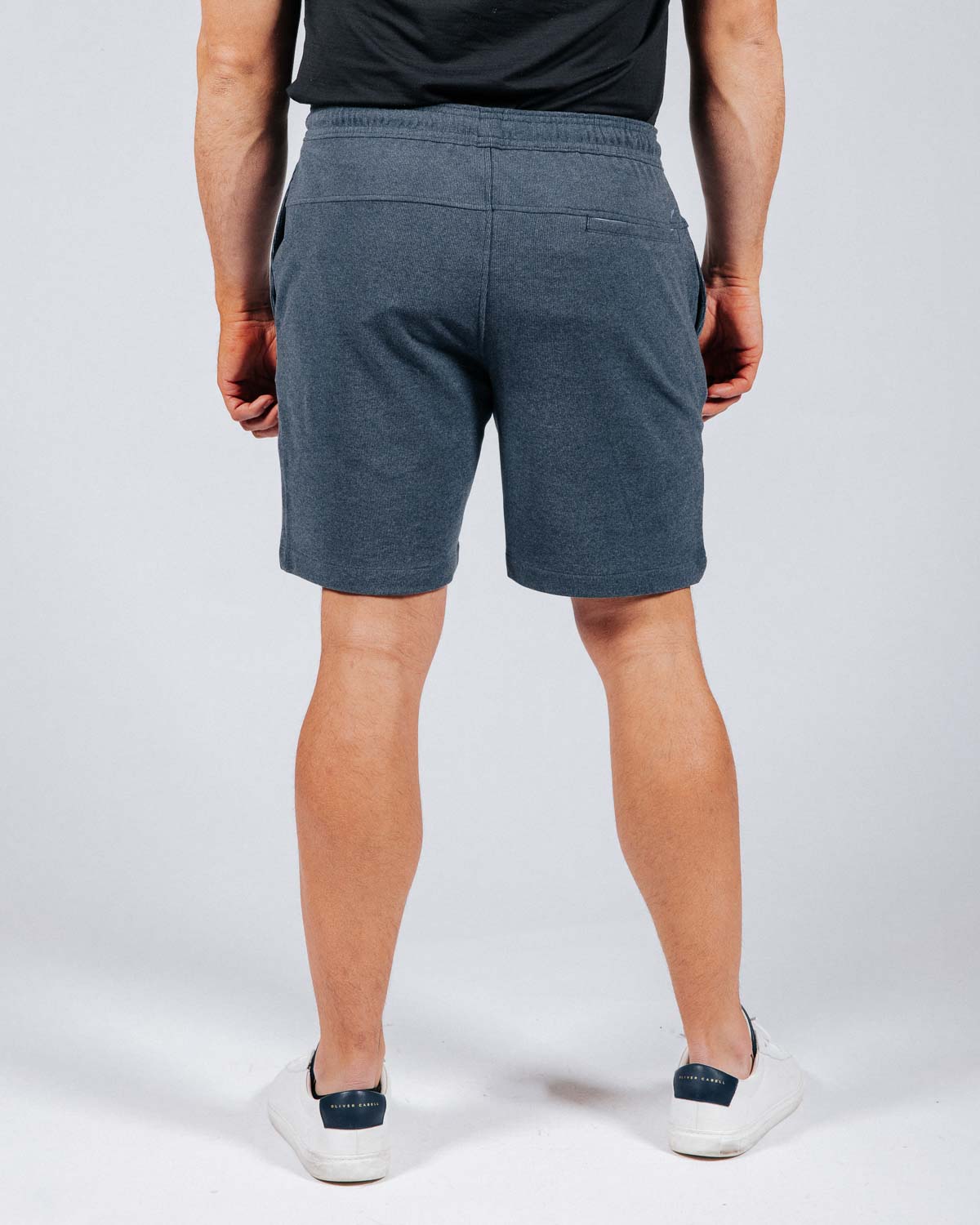 Blue Gray Brushed Rib Knit Shorts