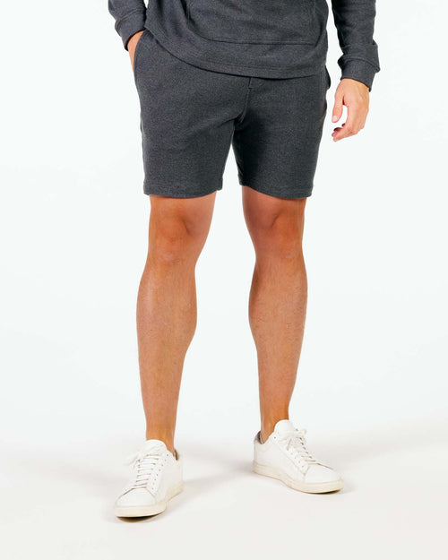 Dark Gray Brushed Rib Knit Shorts