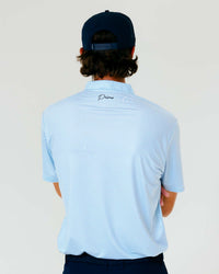 Grant Horvat Essentials Light Blue Micro Stripes Blade Polo