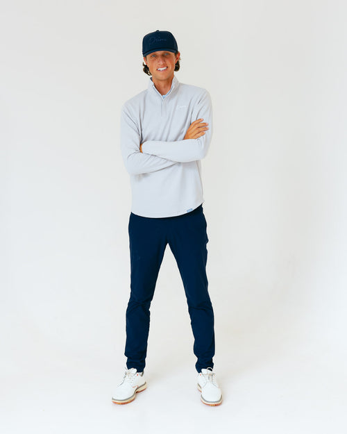 Grant Horvat Essentials Light Gray Classic Waffle Quarter Zip