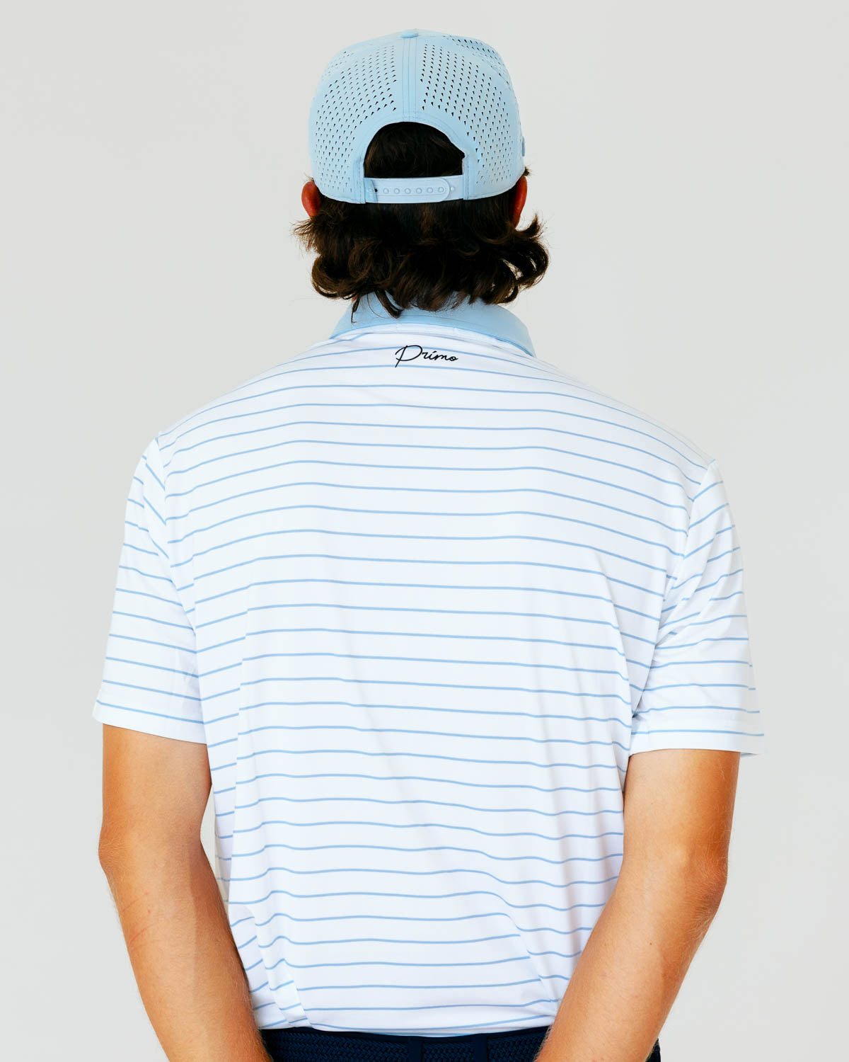 Grant Horvat Essentials Light Blue Stripes Classic Polo