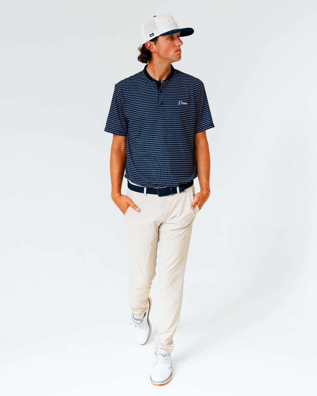 Grant Horvat Essentials Navy Stripes Blade Polo