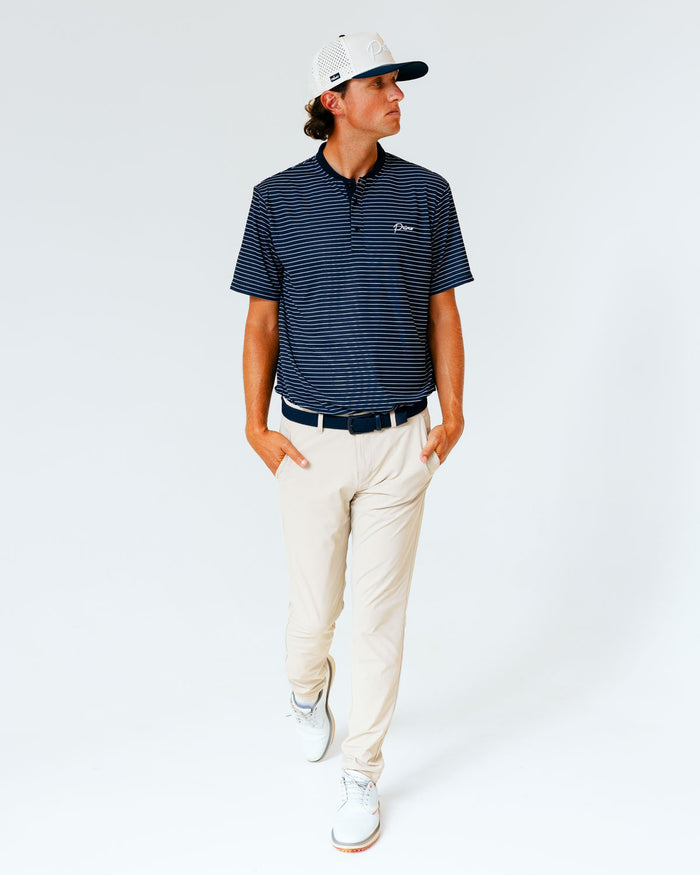 Grant Horvat Essentials Navy Stripes Blade Polo