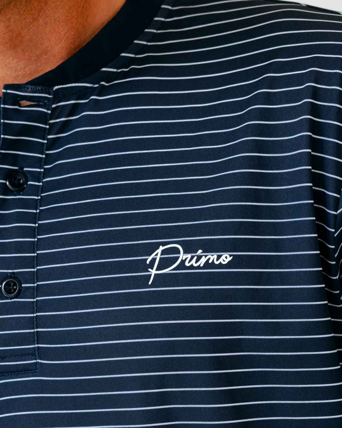 Grant Horvat Essentials Navy Stripes Blade Polo