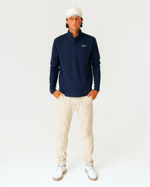 Grant Horvat Essentials Navy Waffle Quarter Zip