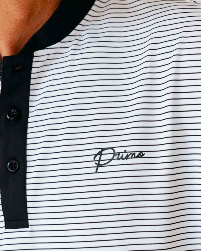 Grant Horvat Essentials White & Black Stripes Blade Polo