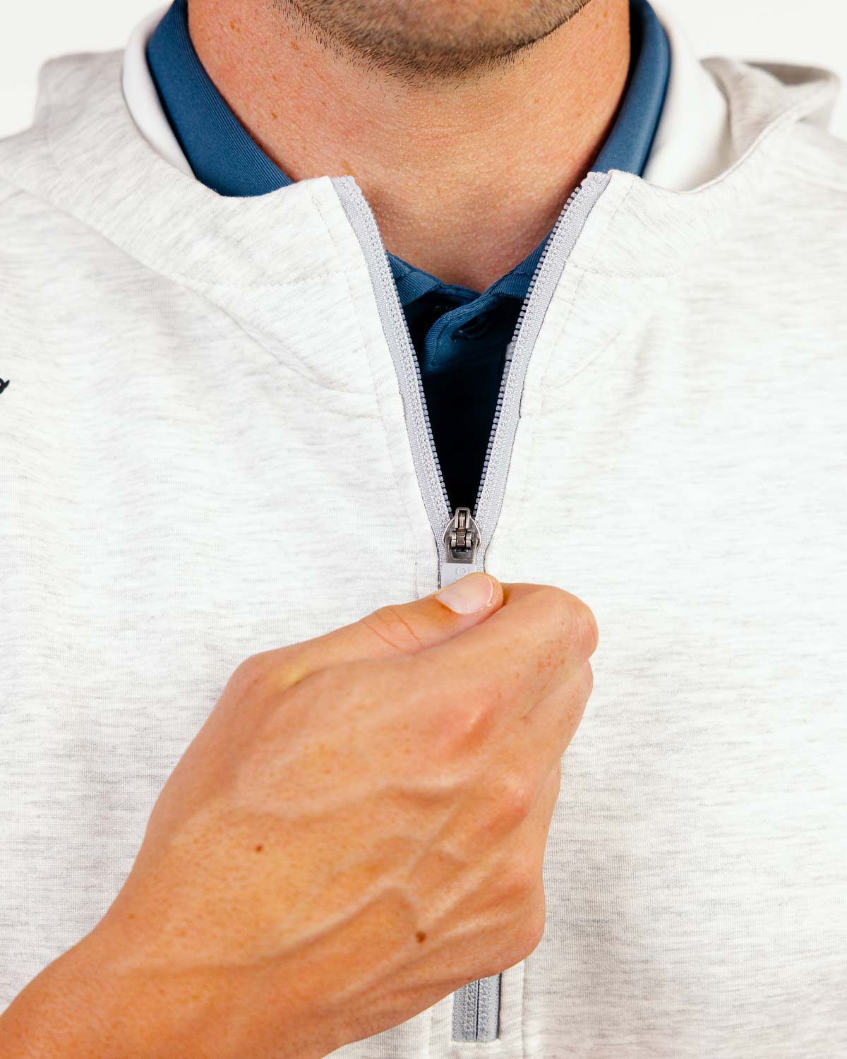 Light Gray Heather Hooded Quarter Zip Vest
