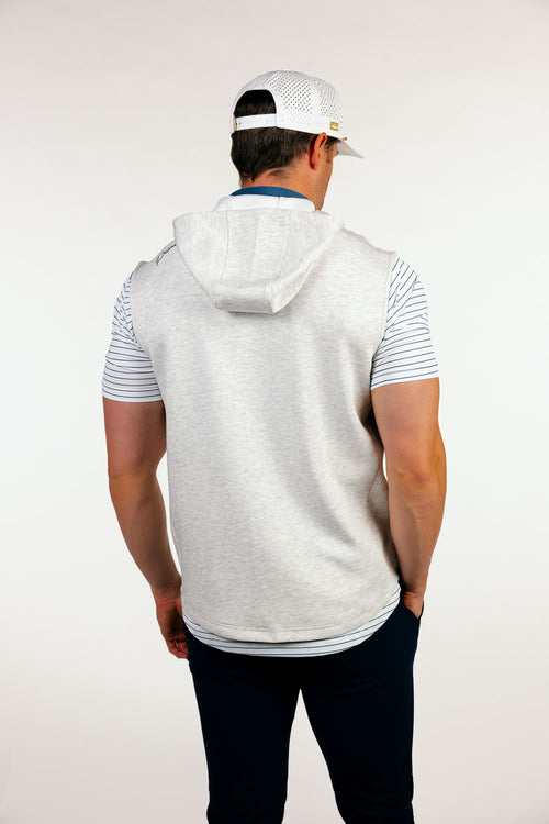Light Gray Heather Hooded Quarter Zip Vest