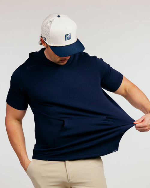 Navy Heather Short Sleeve Recovery Hoodie