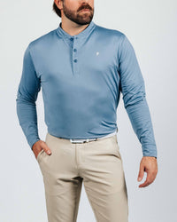 Shadow Blue Long Sleeve Blade Polo