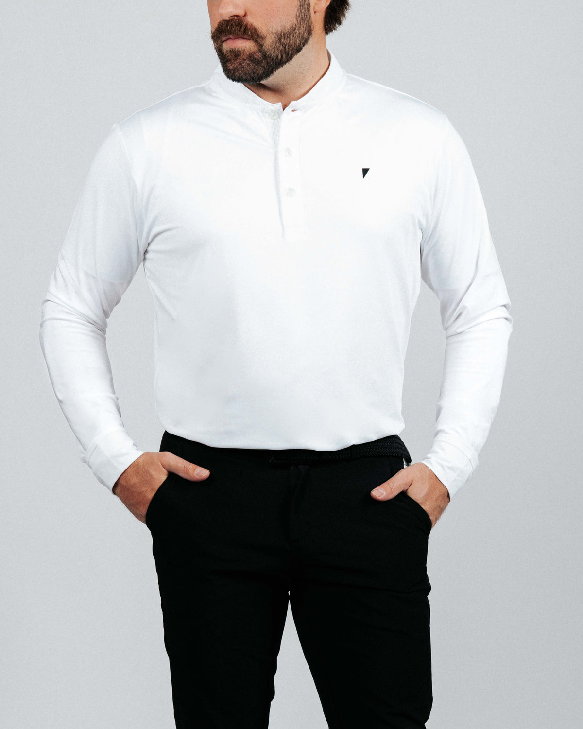 White Long Sleeve Blade Polo