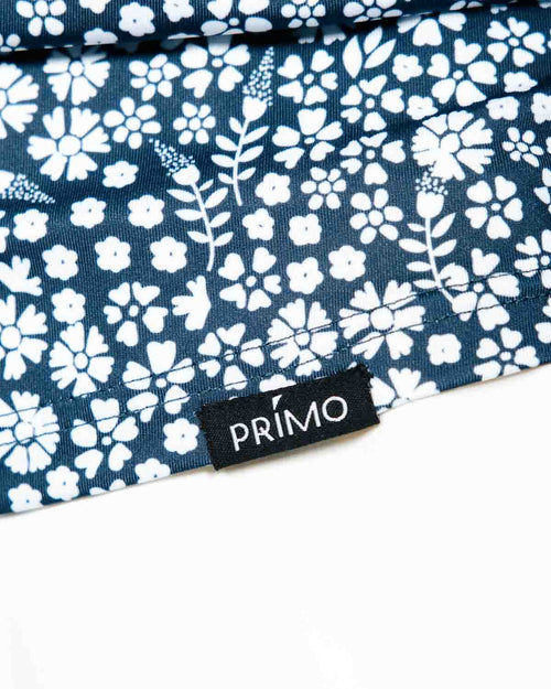 Women's Navy Microfloral Sleeveless Polo