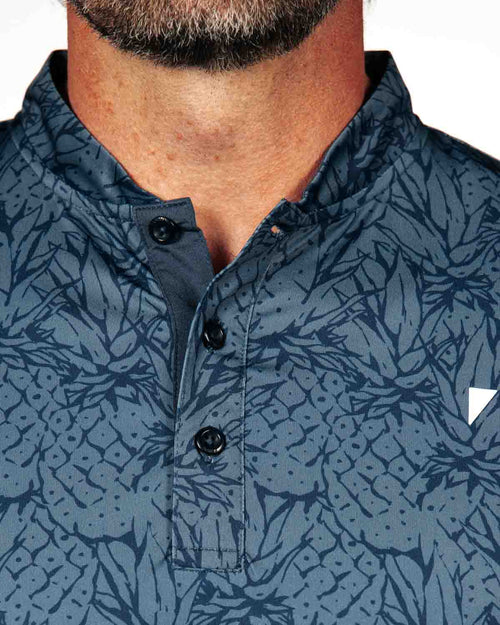 Navy Pineapple Blade Polo