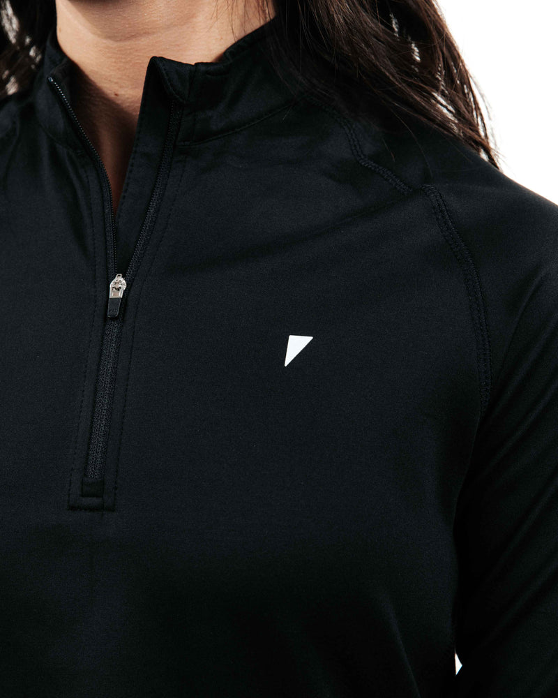 Women's Black Crop Quarterzip