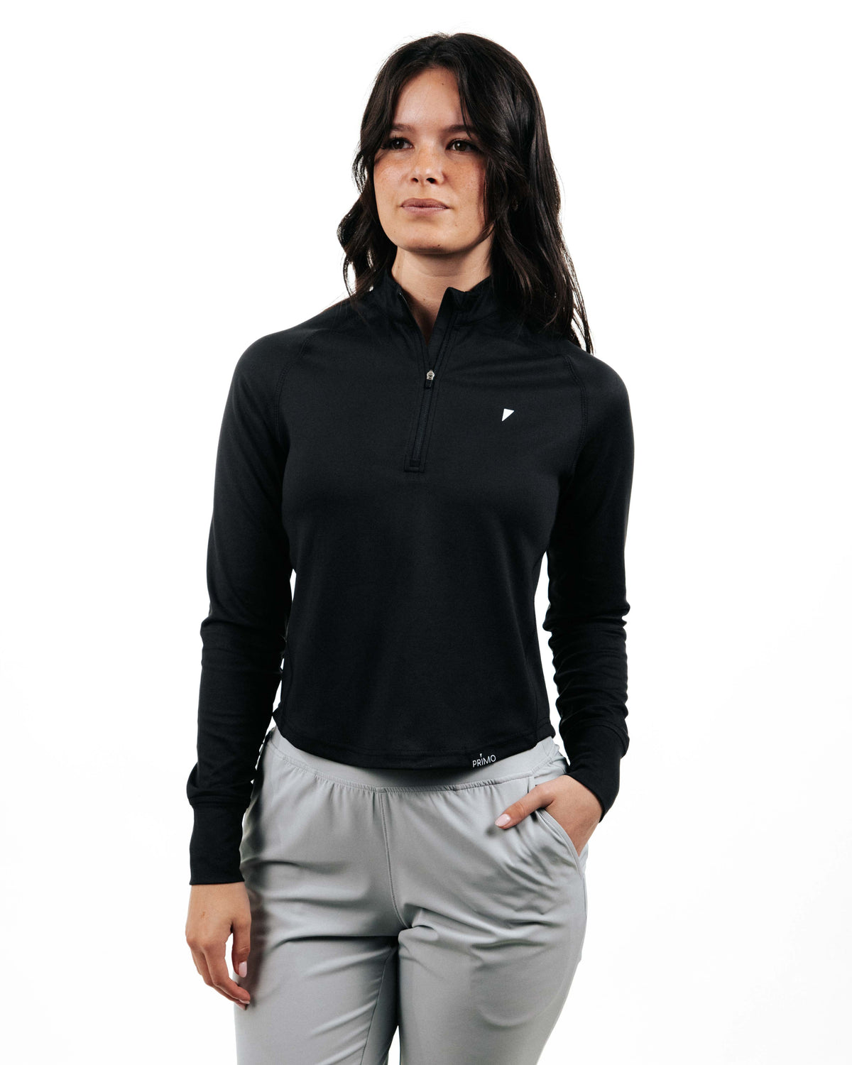 Women's Black Crop Quarterzip