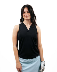 Women's Black Sleeveless Blade Polo