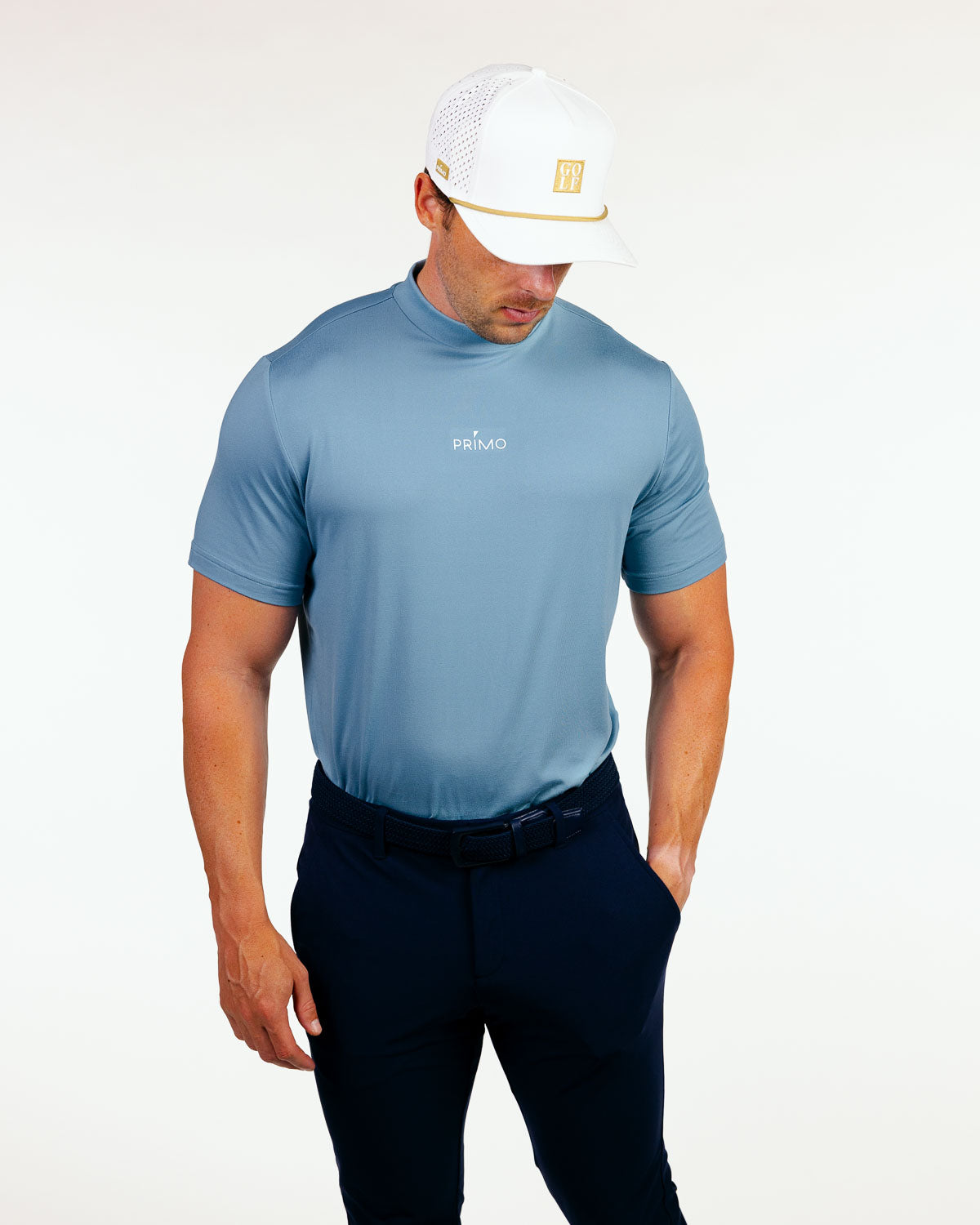 Stone Blue Mock Neck Tee