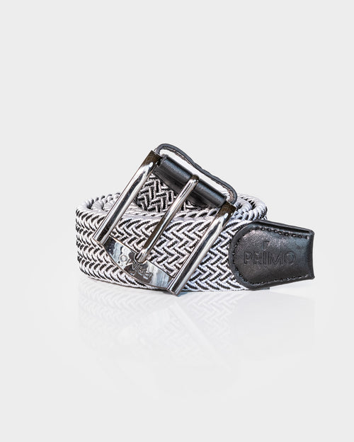 Primo White & Black Braided Stretch Belt