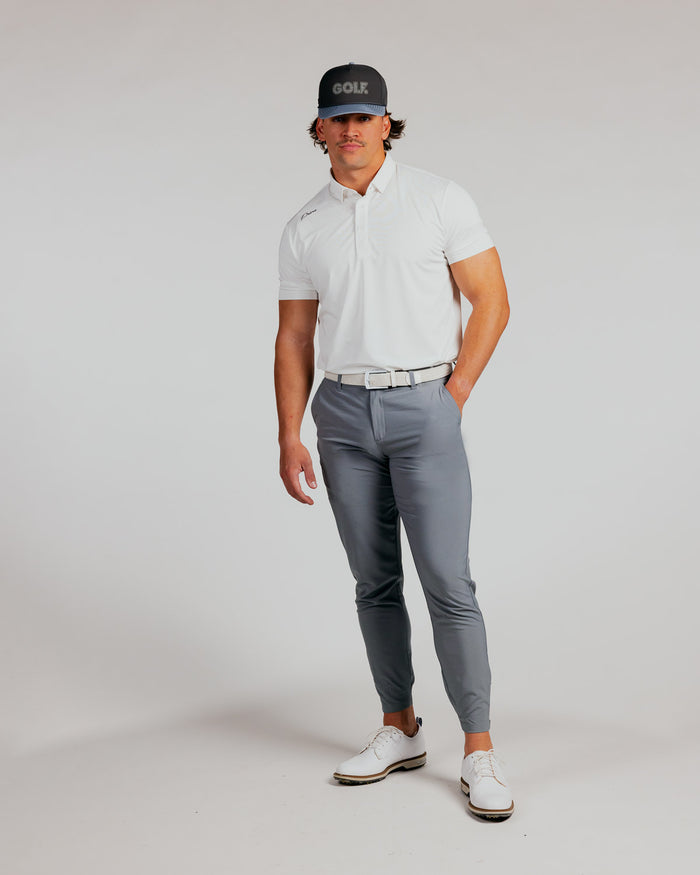 White Cursive Classic Polo