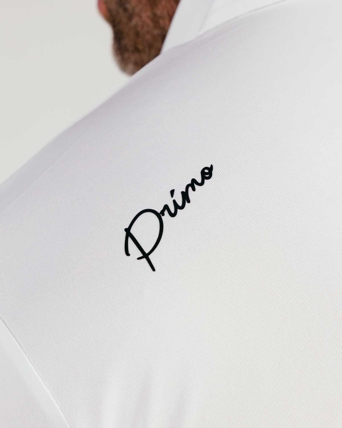 White Cursive Long Sleeve Classic Polo