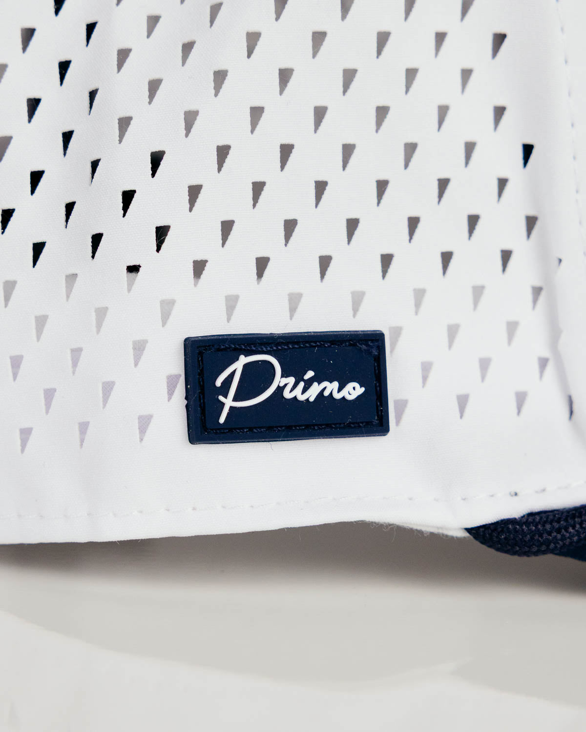 White & Navy 3D Cursive Hat