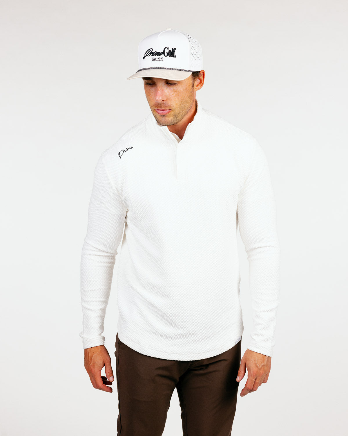 White Waffle Quarter Zip
