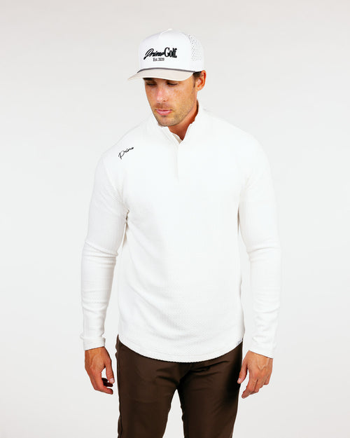 White Waffle Quarter Zip