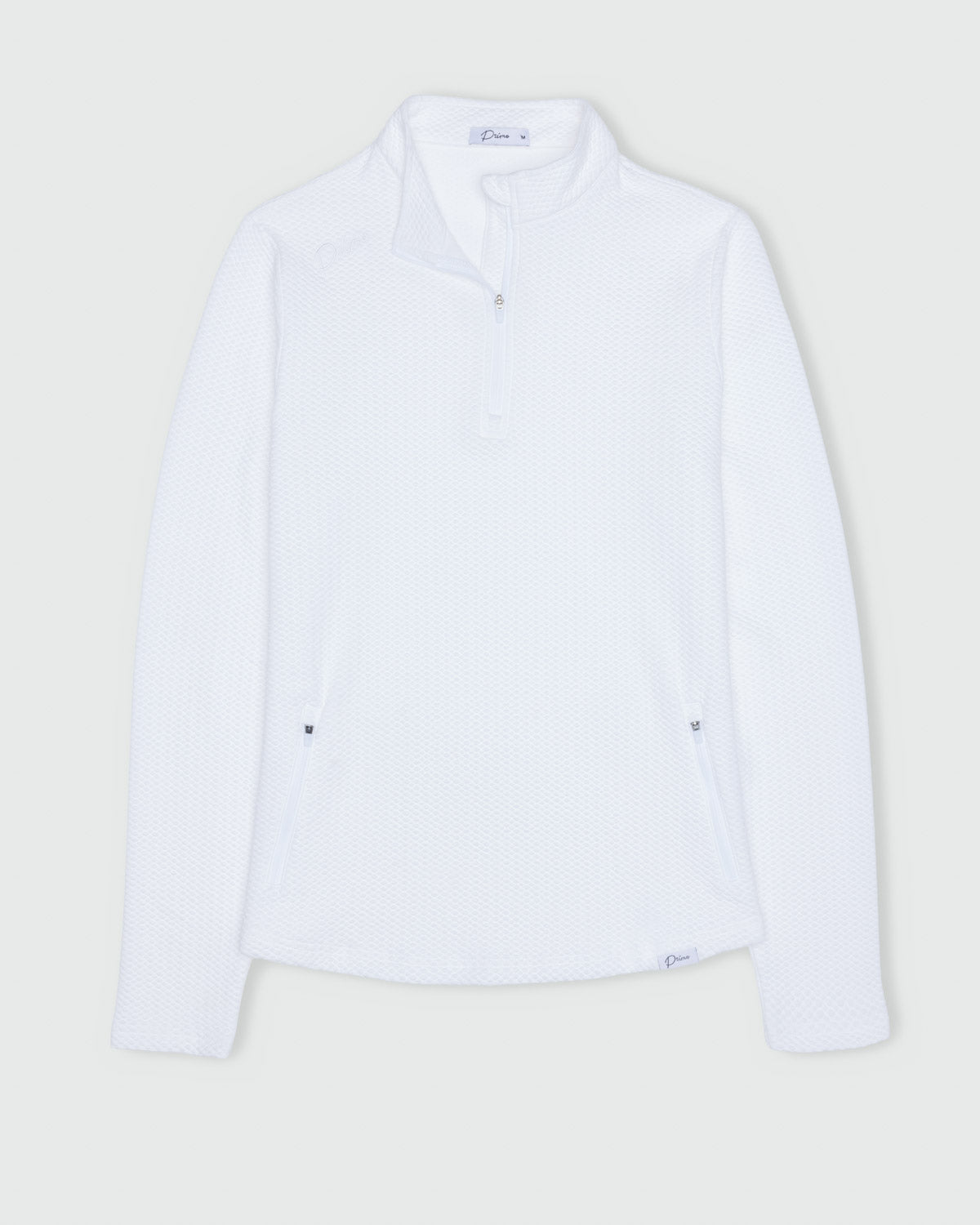 Women's White Waffle Quarter Zip