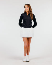 Women's Black Cursive Crop Quarterzip