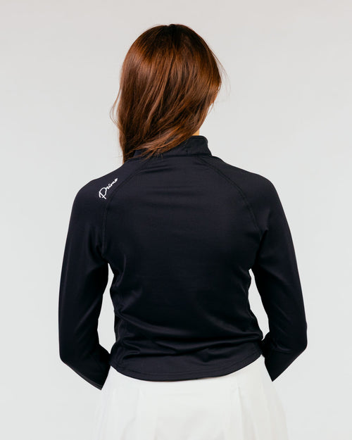 Women's Black Cursive Crop Quarterzip