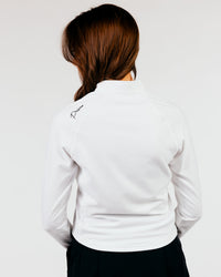 Women's White Cursive Crop Quarterzip