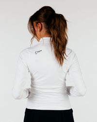 Women's White Cursive Quarterzip