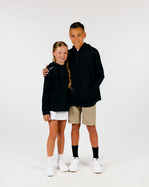 Youth Black Cursive Golf Hoodie