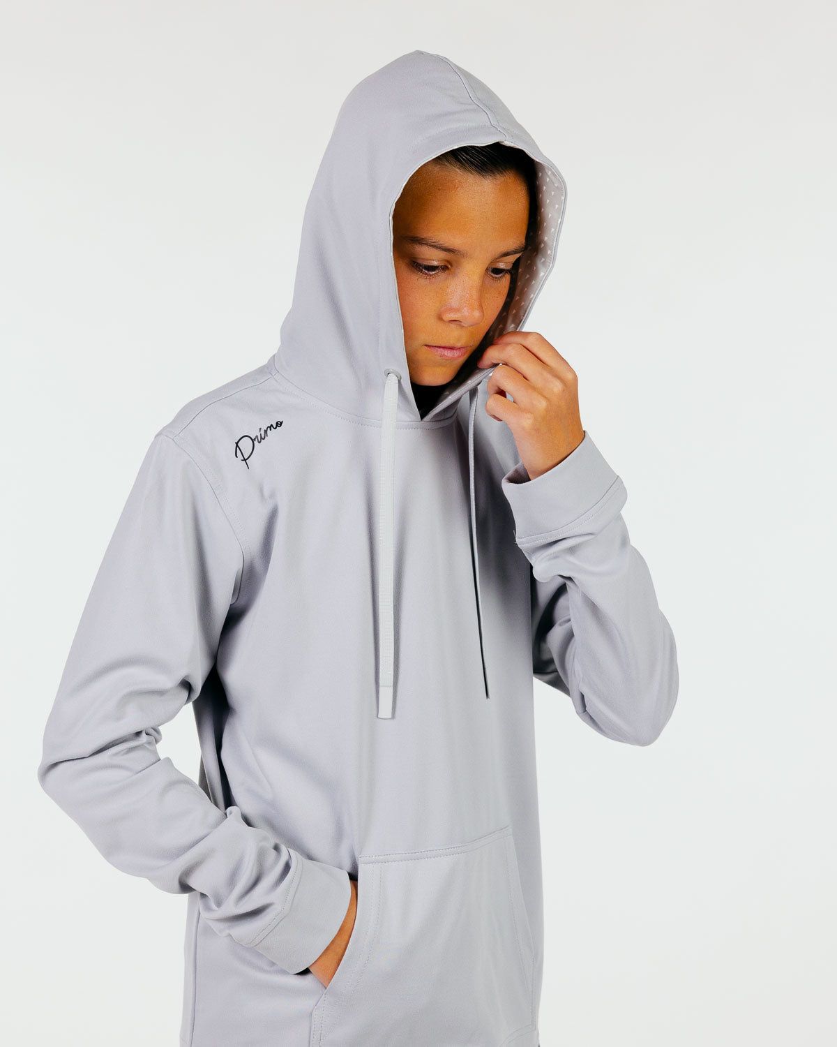 Youth Light Gray Cursive Golf Hoodie
